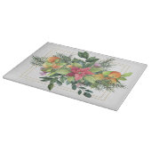 ポインセチア、オレンジ、常緑樹 カッティングボード (角)