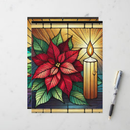 ポインセチア&キャンドルステンドグラスのスクラップブック紙