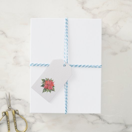 ポインセチア ギフトタグ (より糸つき)