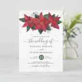 ポインセチア・クリスマスウォーター結婚カラーフローラ 招待状 (スタンド正面)