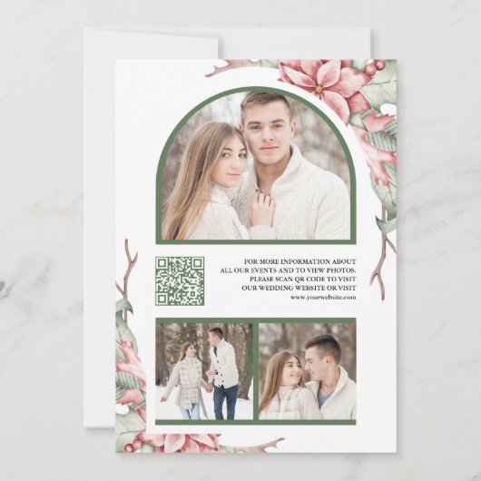 ポインセチア・クリスマスキャンドル結婚の写真 セーブザデート (裏面)