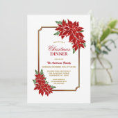 ポインセチア・クリスマスディナー縁ど金ゴールド 招待状 (スタンド正面)