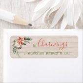 ポインセチア&クリスマスバラフローラ差出人住所 ラベル (インサイチュ)