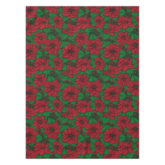 ポインセチア、クリスマスパターン テーブルクロス (正面)