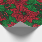 ポインセチア、クリスマスパターン ラッピングペーパー (角)