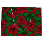 ポインセチア、クリスマスパターン ラージペーパーバッグ (裏面)