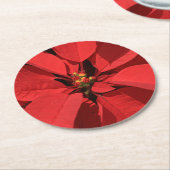 ポインセチア・クリスマスパーティー ラウンドペーパーコースター (アングル)