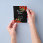 ポインセチア・クリスマスホリデー招待状プログラム&メニュー チラシ (手)