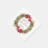 ポインセチア クリスマスリース 名入れ スタンダードカクテルナプキン (角)