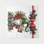 ポインセチア・クリスマス付きサンタ タペストリー (正面(横))