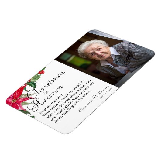 ポインセチア・クリスマス天国メモリアル写真マグン マグネット (左側)