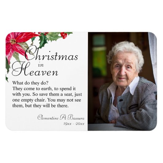 ポインセチア・クリスマス天国メモリアル写真マグン マグネット (横)