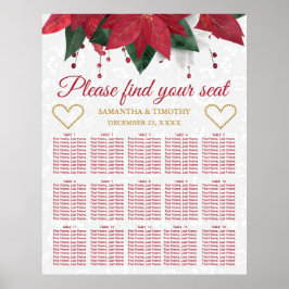 ポインセチア・クリスマス・ウィンター・ウェディング・シーティング・チャート ポスター