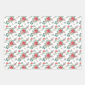 ポインセチア・クリスマス・ウォーター・カラー ラッピングペーパーシート (正面3)