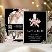 ポインセチア クリスマス キャンドル 黒 写真 結婚式 セーブザデート