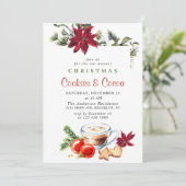 ポインセチア・クリスマス・クッキー&ココア・ホリディパーティー 招待状 (スタンド正面)