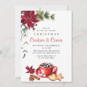 ポインセチア・クリスマス・クッキー&ココア・ホリディパーティー 招待状 (正面)