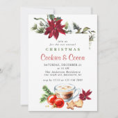 ポインセチア・クリスマス・クッキー&ココア・ホリディパーティー 招待状 (正面)