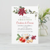 ポインセチア・クリスマス・クッキー&ココア・ホリディパーティー 招待状 (スタンド正面)