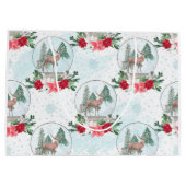 ポインセチア·クリスマス·シカ·スノーボール ラージペーパーバッグ (裏面)