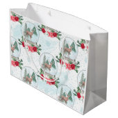 ポインセチア·クリスマス·シカ·スノーボール ラージペーパーバッグ (裏面アングル)