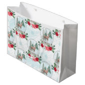 ポインセチア·クリスマス·シカ·スノーボール ラージペーパーバッグ (正面アングル)