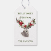 ポインセチア・クリスマス・トナカイ ギフトタグ (正面)
