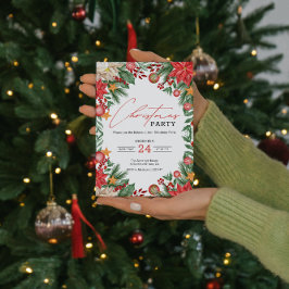 ポインセチア・クリスマス 招待状