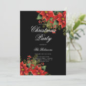 ポインセチア・クリスマス・招待状・プログラム&メニュー・ブラック 招待状 (スタンド正面)