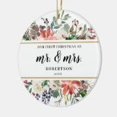 ポインセチア・グリーン初めてのクリスマスズ氏とミセス セラミックオーナメント (左)