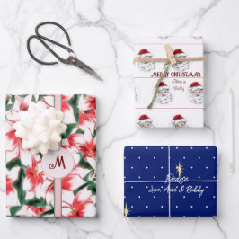 ポインセチア・サンタクロース・スター・オブ・ベツレヘム・クリスマス ラッピングペーパーシート