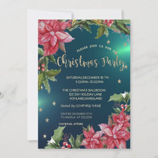 ポインセチア、スターズグリーンカンパニークリスマスパーティー 招待状 (正面)