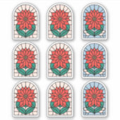 ポインセチア・ステンドグラス・ホリデー・シール・シート シール (正面)