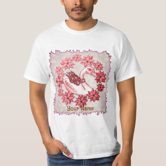 ポインセチア スワン Tシャツ (正面)
