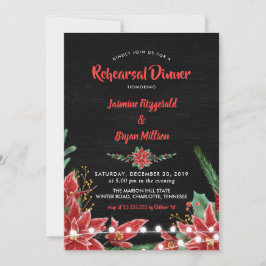 ポインセチア·チャルクボードクリスマス·リハーサル·ディナー 招待状