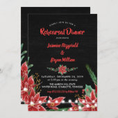 ポインセチア·チャルクボードクリスマス·リハーサル·ディナー 招待状 (正面/裏面)