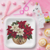 ポインセチア&ディスコボール紙プレート ペーパープレート (パーティー)