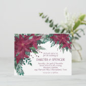 ポインセチア バーガンディとターコイズのホリデー ウェディング 招待状 (スタンド正面)