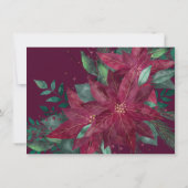 ポインセチア バーガンディとターコイズのホリデー ウェディング 招待状 (裏面)