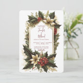ポインセチア バーガンディ ゴールド クリスマス フラワーレッド ウェディング 招待状 (スタンド正面)