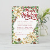 ポインセチア&パイン企業のホリデーカード シーズンカード (スタンド正面)