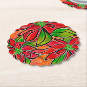 「ポインセチア」パルプボードコースター ペーパーコースター (アングル)