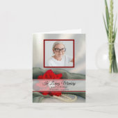 ポインセチア・パールズ冬葬儀記念悔やみや弔慰 サンキューカード (正面)