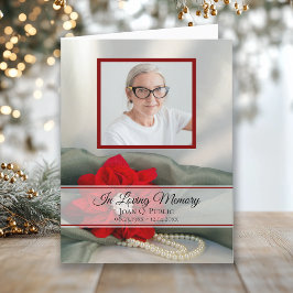 ポインセチア・パールズ冬葬儀記念悔やみや弔慰 サンキューカード