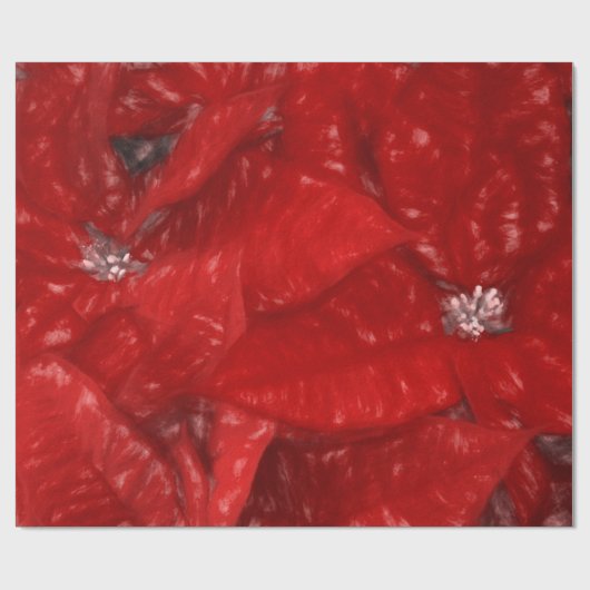 ポインセチア・フラワーアート赤クリスマスデクページ ラッピングペーパー (フラット)