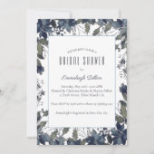 ポインセチア フラワーズ ブライダル シャワー | ネイビーブルー 招待状 (正面)