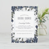 ポインセチア フラワーズ ブライダル シャワー | ネイビーブルー 招待状 (スタンド正面)