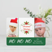 ポインセチア フレーム ホリデー フォト テンプレート フラット カード (スタンド正面)