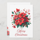 ポインセチア・ブーケ・メリークリスマスカード シーズンカード (正面/裏面)