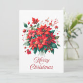 ポインセチア・ブーケ・メリークリスマスカード シーズンカード (スタンド正面)